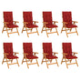 Reclining Folding Chairs with Cushions 8 pcs Solid Teak Wood