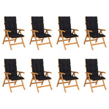 Reclining Folding Chairs with Cushions 8 pcs Solid Teak Wood
