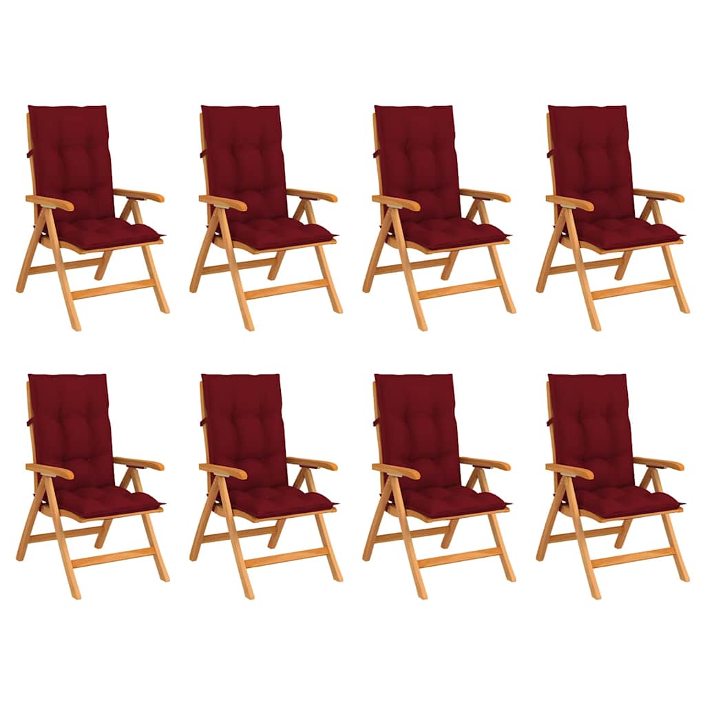Reclining Folding Chairs with Cushions 8 pcs Solid Teak Wood