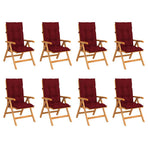Reclining Folding Chairs with Cushions 8 pcs Solid Teak Wood