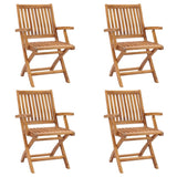 Folding Garden Chairs 4 pcs Solid Teak Wood