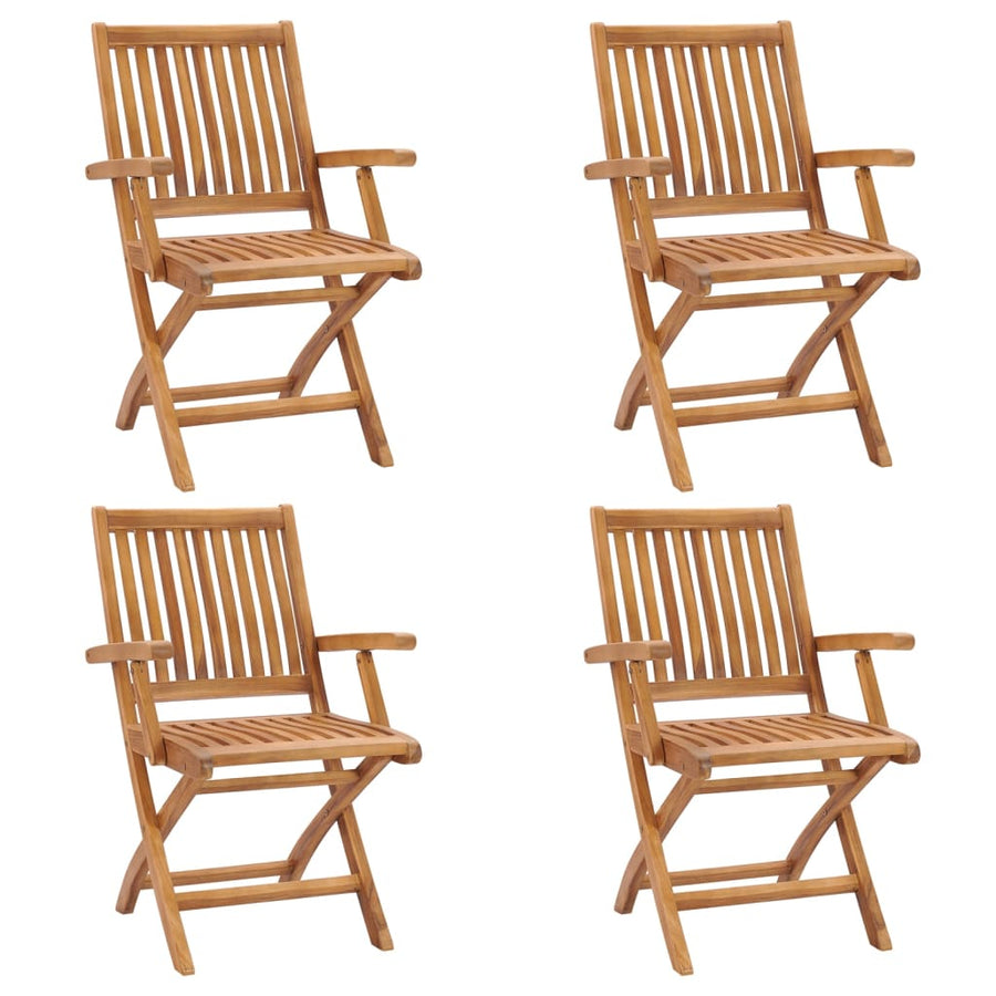 Folding Chairs 4 pcs Solid Teak Wood