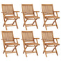 Folding Chairs 6 pcs Solid Teak Wood