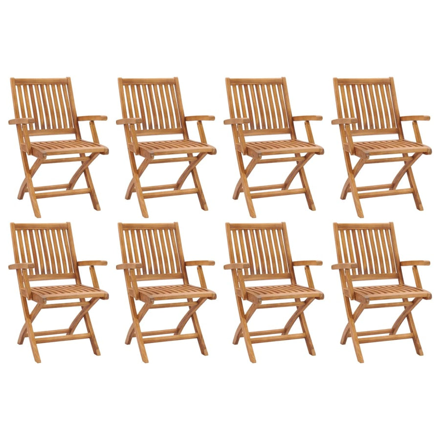 Folding Chairs 8 pcs Solid Teak Wood