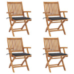 Folding Chairs with Cushions 4 pcs Solid Teak Wood