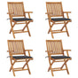 Folding Chairs with Cushions 4 pcs Solid Teak Wood