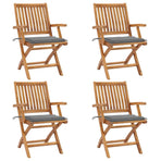 Folding Chairs with Cushions 4 pcs Solid Teak Wood