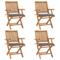 Folding Chairs with Cushions 4 pcs Solid Teak Wood