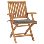 Folding Chairs with Cushions 4 pcs Solid Teak Wood