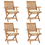 Folding Chairs with Cushions 4 pcs Solid Teak Wood