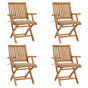 Folding Chairs with Cushions 4 pcs Solid Teak Wood