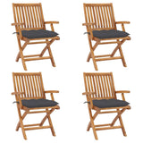 Folding Chairs with Cushions 4 pcs Solid Teak Wood