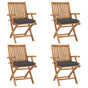 Folding Chairs with Cushions 4 pcs Solid Teak Wood