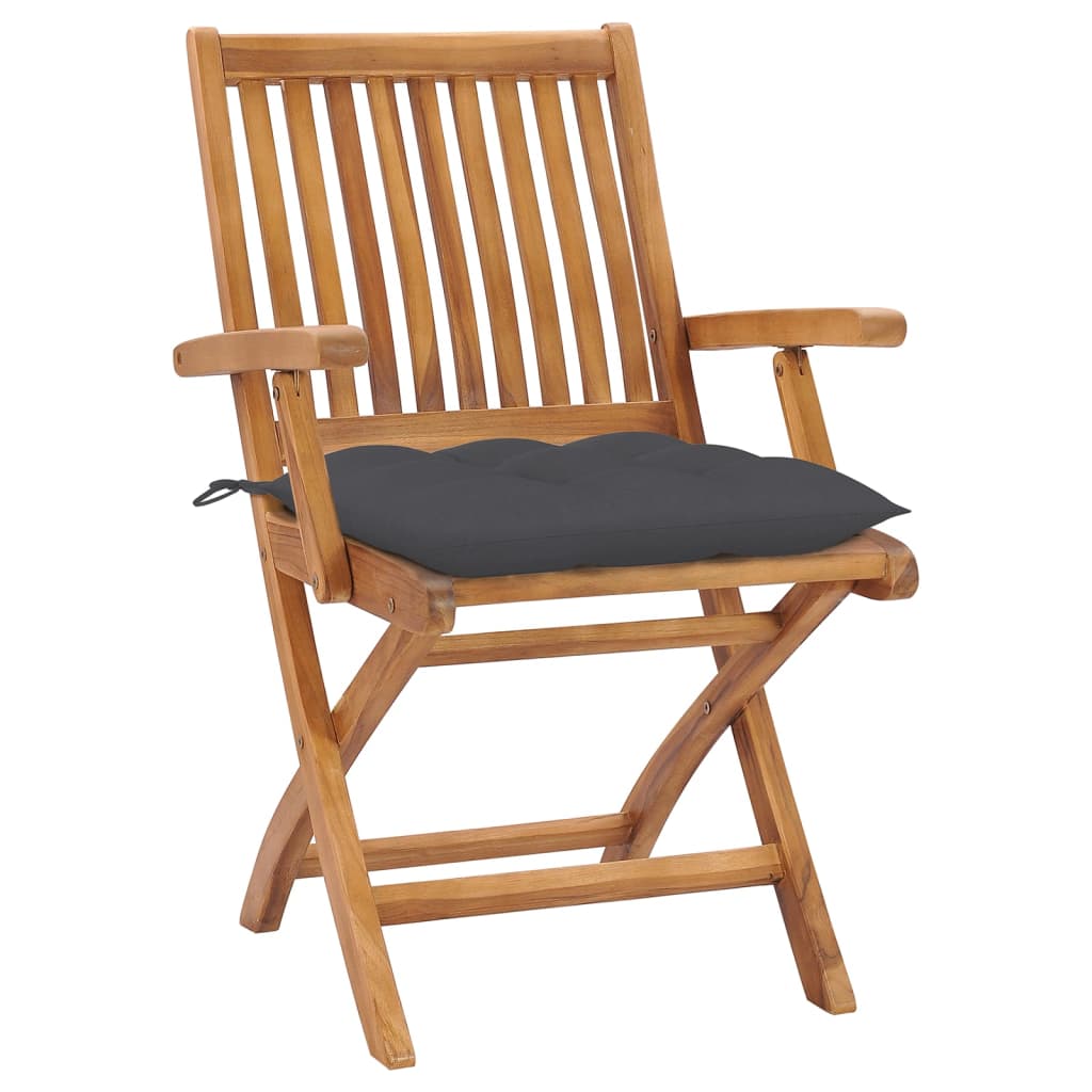 Folding Chairs with Cushions 4 pcs Solid Teak Wood