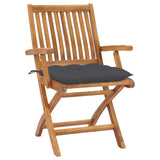 Folding Chairs with Cushions 4 pcs Solid Teak Wood - Front View