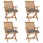 Folding Chairs with Cushions 4 pcs Solid Teak Wood