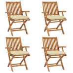 Folding Chairs with Cushions 4 pcs Solid Teak Wood
