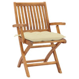 Folding Chairs with Cushions 4 pcs Solid Teak Wood - Front View