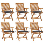 Folding Chairs with Cushions 6 pcs Solid Teak Wood