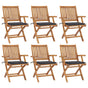 Folding Chairs with Cushions 6 pcs Solid Teak Wood