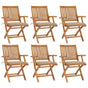 Folding Chairs with Cushions 6 pcs Solid Teak Wood