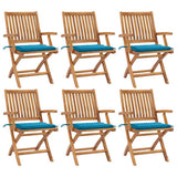 Folding Chairs with Cushions 6 pcs Solid Teak Wood