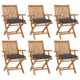 Folding Chairs with Cushions 6 pcs Solid Teak Wood