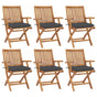 Folding Chairs with Cushions 6 pcs Solid Teak Wood
