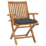 Folding Garden Chairs with Cushions 6 pcs Solid Teak Wood - Front View