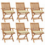 Folding Chairs with Cushions 6 pcs Solid Teak Wood