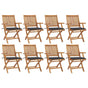 Folding Chairs with Cushions 8 pcs Solid Teak Wood