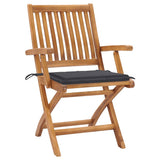 Folding Garden Chairs with Cushions 8 pcs Solid Teak Wood - Front View