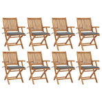 Folding Chairs with Cushions 8 pcs Solid Teak Wood