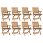 Folding Chairs with Cushions 8 pcs Solid Teak Wood
