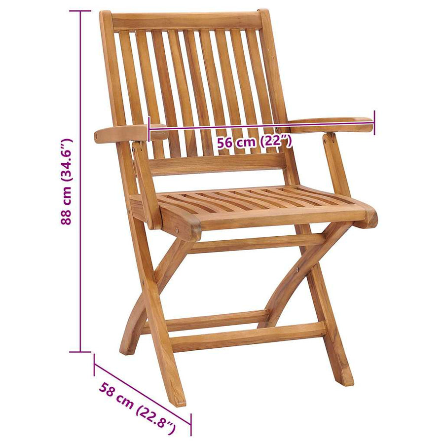 Folding Chairs with Cushions 8 pcs Solid Teak Wood
