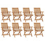 Folding Chairs with Cushions 8 pcs Solid Teak Wood