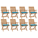 Folding Chairs with Cushions 8 pcs Solid Teak Wood