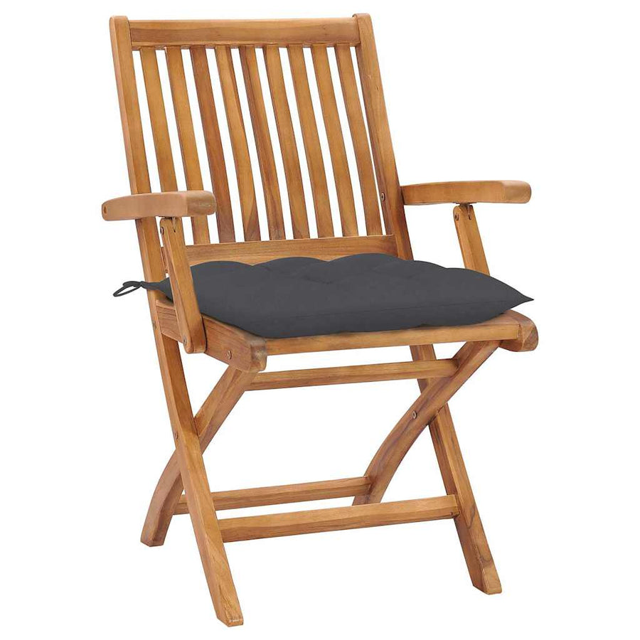 Folding Chairs with Cushions 8 pcs Solid Teak Wood