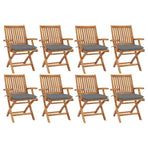 Folding Chairs with Cushions 8 pcs Solid Teak Wood