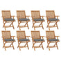 Folding Chairs with Cushions 8 pcs Solid Teak Wood