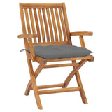Folding Garden Chairs with Cushions 8 pcs Solid Teak Wood - Front View