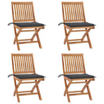 Folding Chairs with Cushions 4 pcs Solid Teak Wood