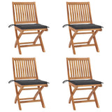 Folding Garden Chairs with Cushions 4 pcs Solid Teak Wood