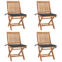 Folding Chairs with Cushions 4 pcs Solid Teak Wood