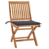 Folding Garden Chairs with Cushions 4 pcs Solid Teak Wood
