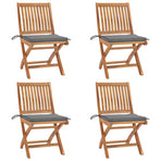 Folding Chairs with Cushions 4 pcs Solid Teak Wood