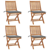 Folding Garden Chairs with Cushions 4 pcs Solid Teak Wood