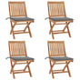 Folding Chairs with Cushions 4 pcs Solid Teak Wood