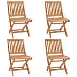 Folding Garden Chairs with Cushions 4 pcs Solid Teak Wood