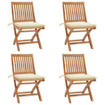 Folding Chairs with Cushions 4 pcs Solid Teak Wood